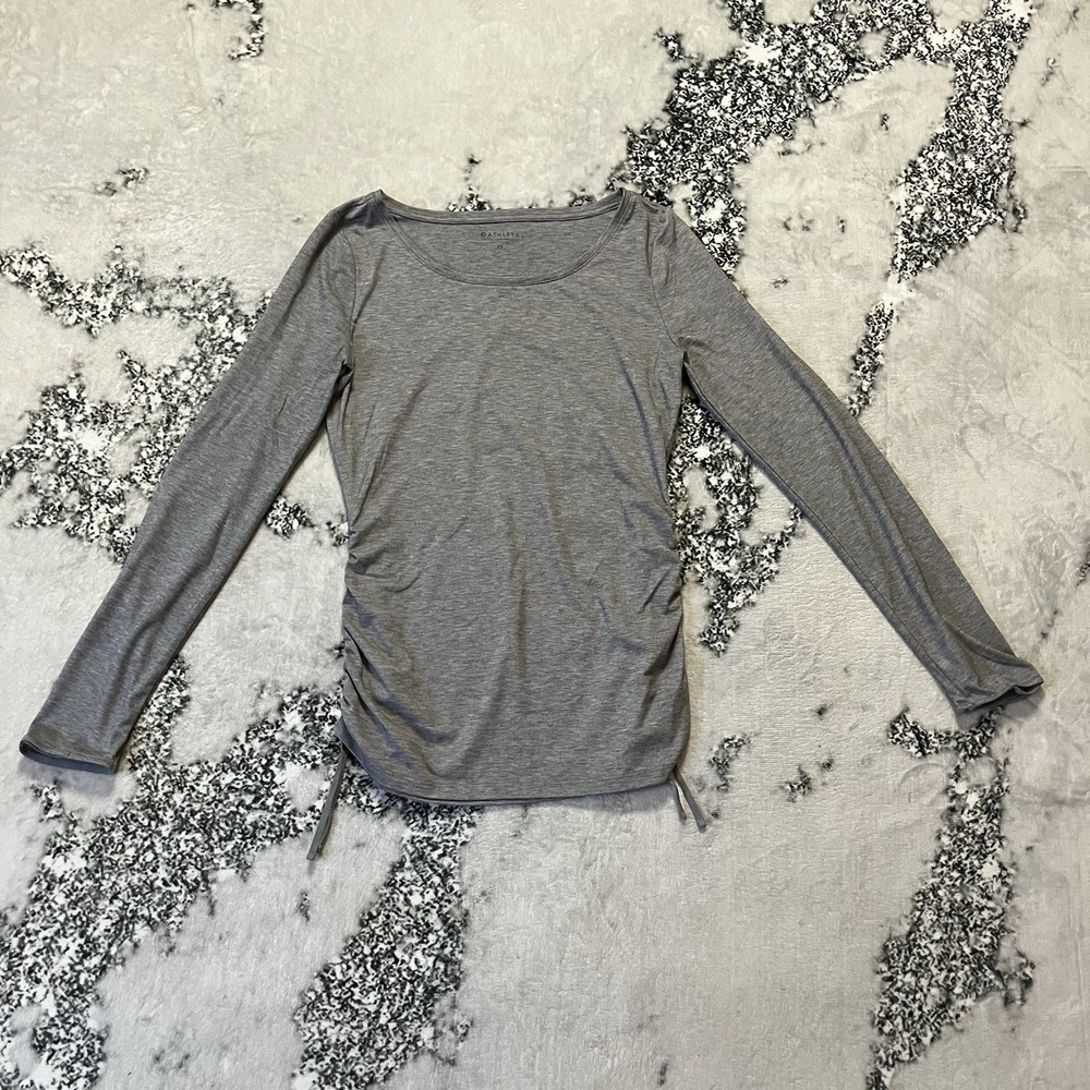 Athleta Shirt Womens Sz XS Heathered Gray Encore Cinch‎ Long Sleeve Tunic Top